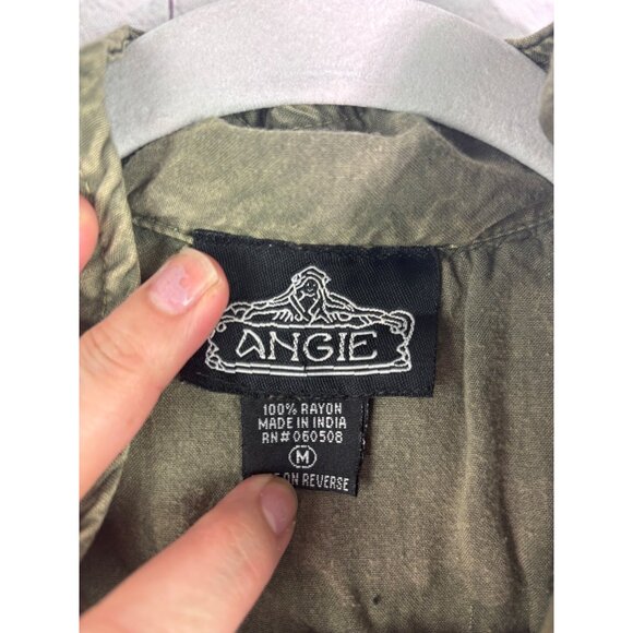 Angie Womens Embroidered Utility Jacket Medium with Pockets & Drawstring Waist - Picture 5 of 10